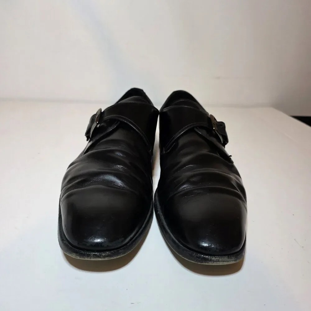 Salvatore Ferragamo Single Monk Strap Black Leather Dress shoes Mens Size 15 D